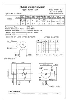 Schrittmotor - 3 Nm 3 A - Welle fi.8,0 mm - Flansch 57 mm